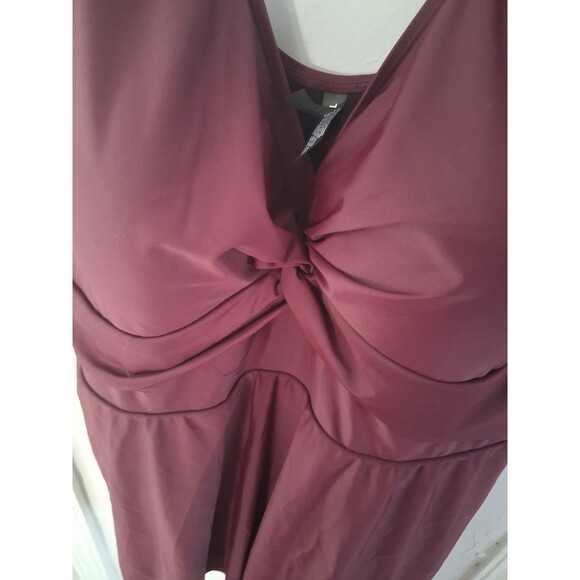 Torrid 1 Piece Dress Twist Swimsuit Front Assymtrical Size 4 Brown Chocolate - Picture 3 of 6